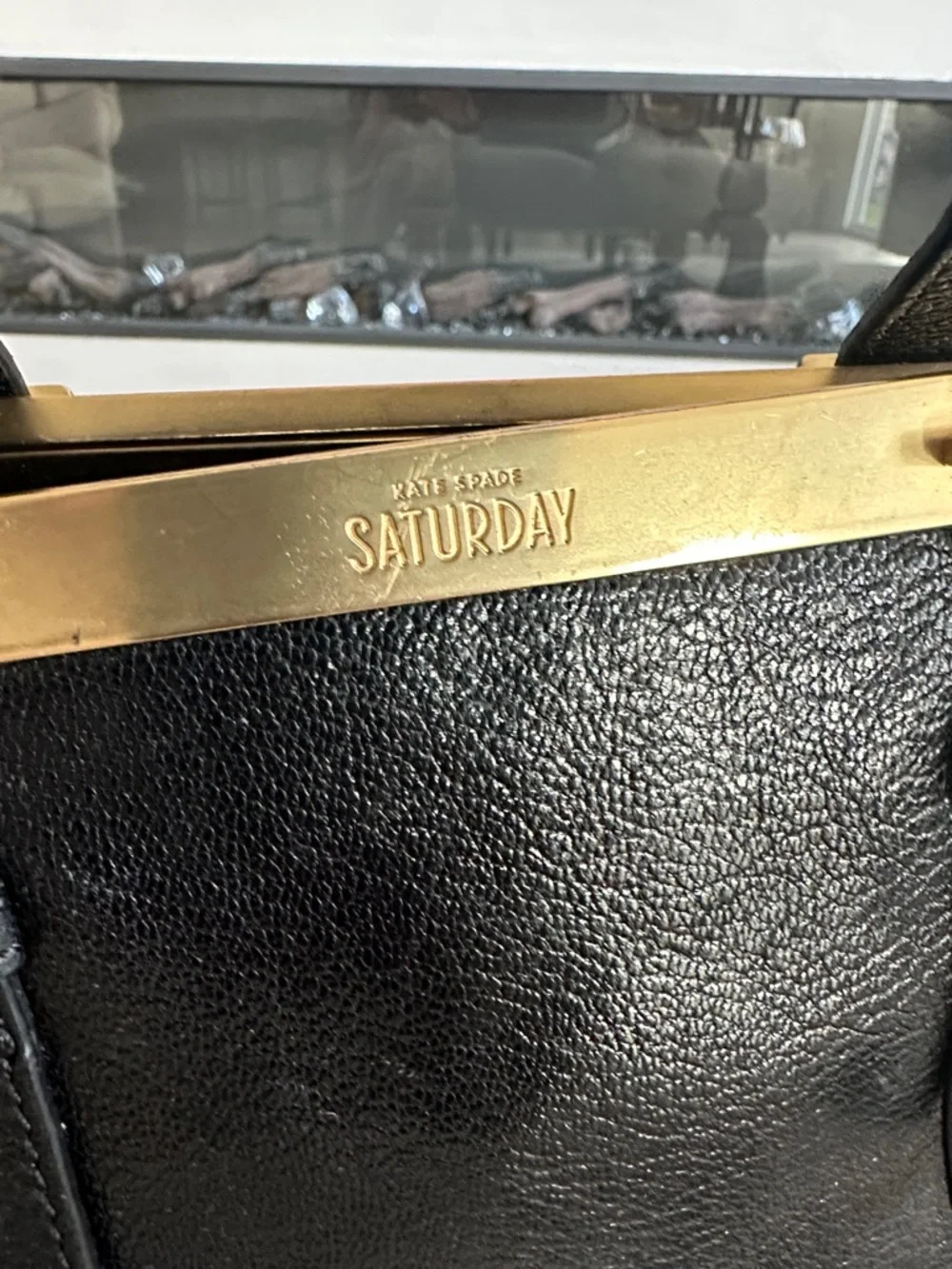 kate spade Black Leather Top-Handle Satchel with Gold Accent